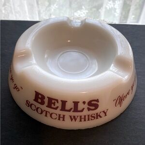 Vintage 1970s “Bells Scotch Whisky” Round Milk Glass AshTray/Bowl